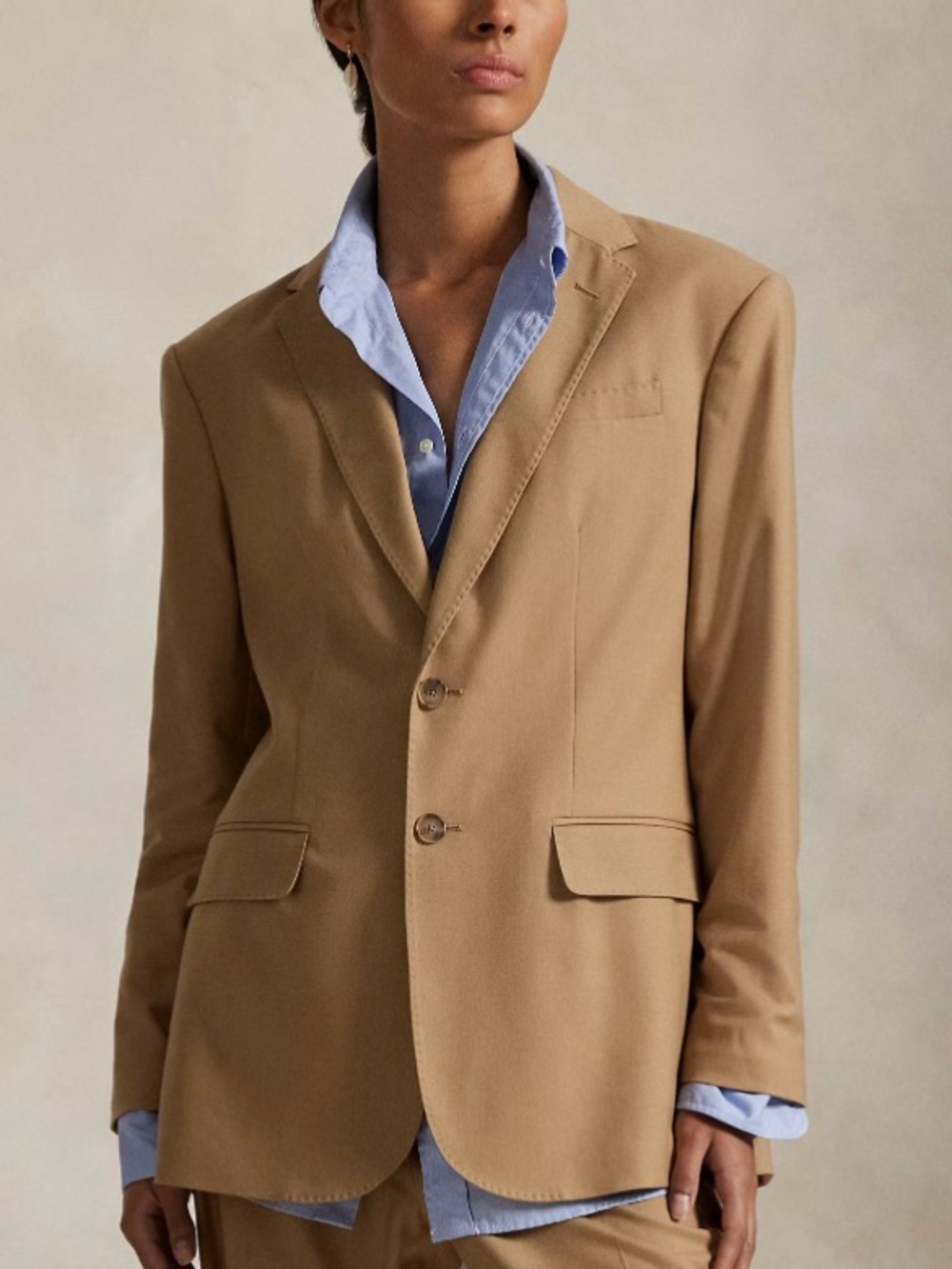 Ralph Lauren Wool Blend Blazer Jacket Classic Camel/Tan Size 4 Quiet Luxury